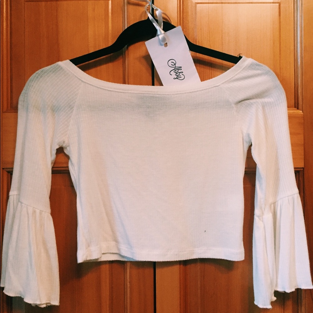 White bohemian off the shoulder crop top